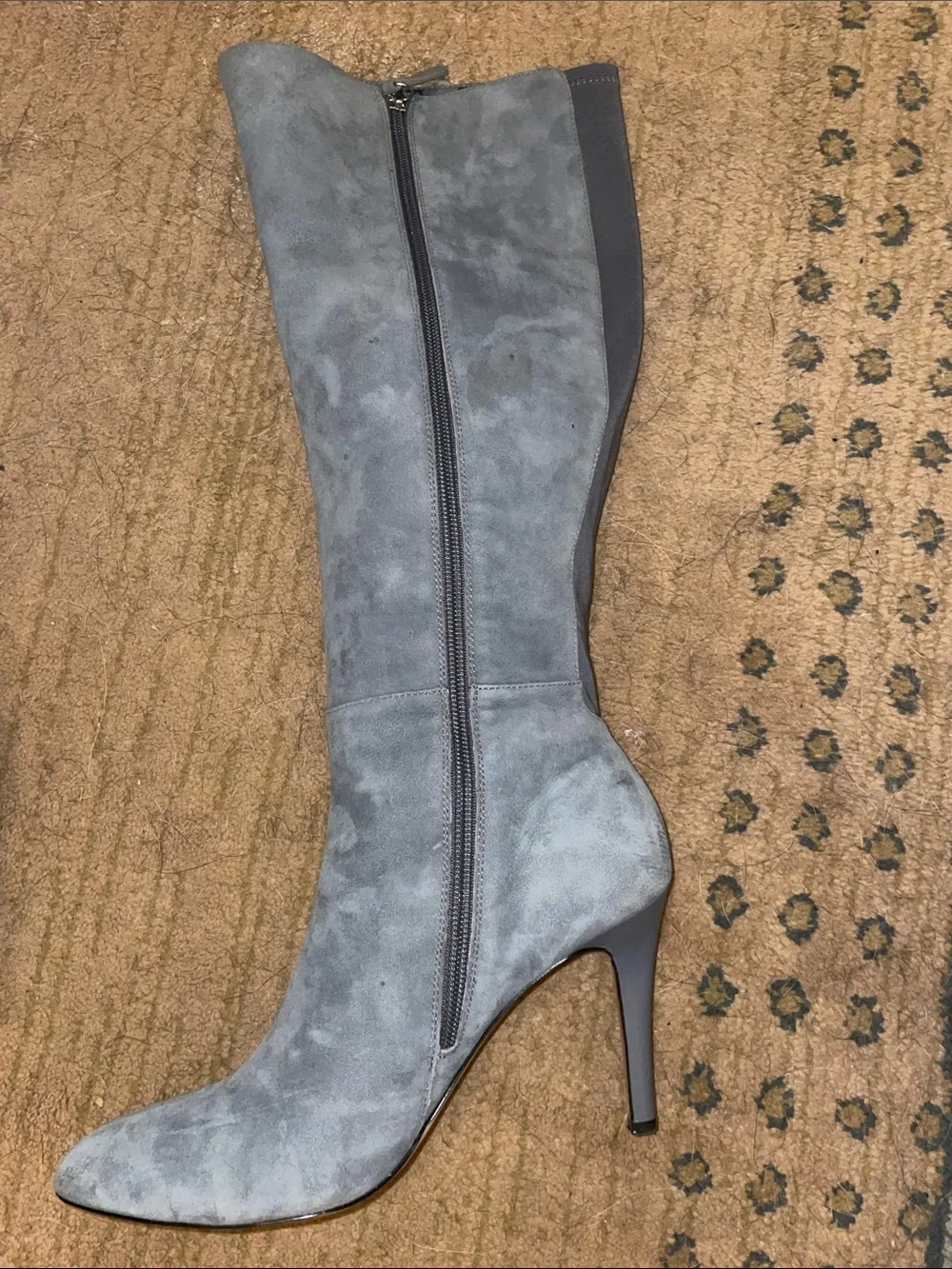 White House Black Market Light Blue Suede Over-the-Knee Stiletto Boots, Size 9M